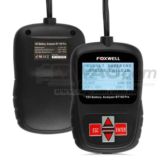 Цифровой тестер аккумуляторной батареи Foxwell BT100 PRO Цифровой тестер аккумуляторной батареи Foxwell BT100 PRO